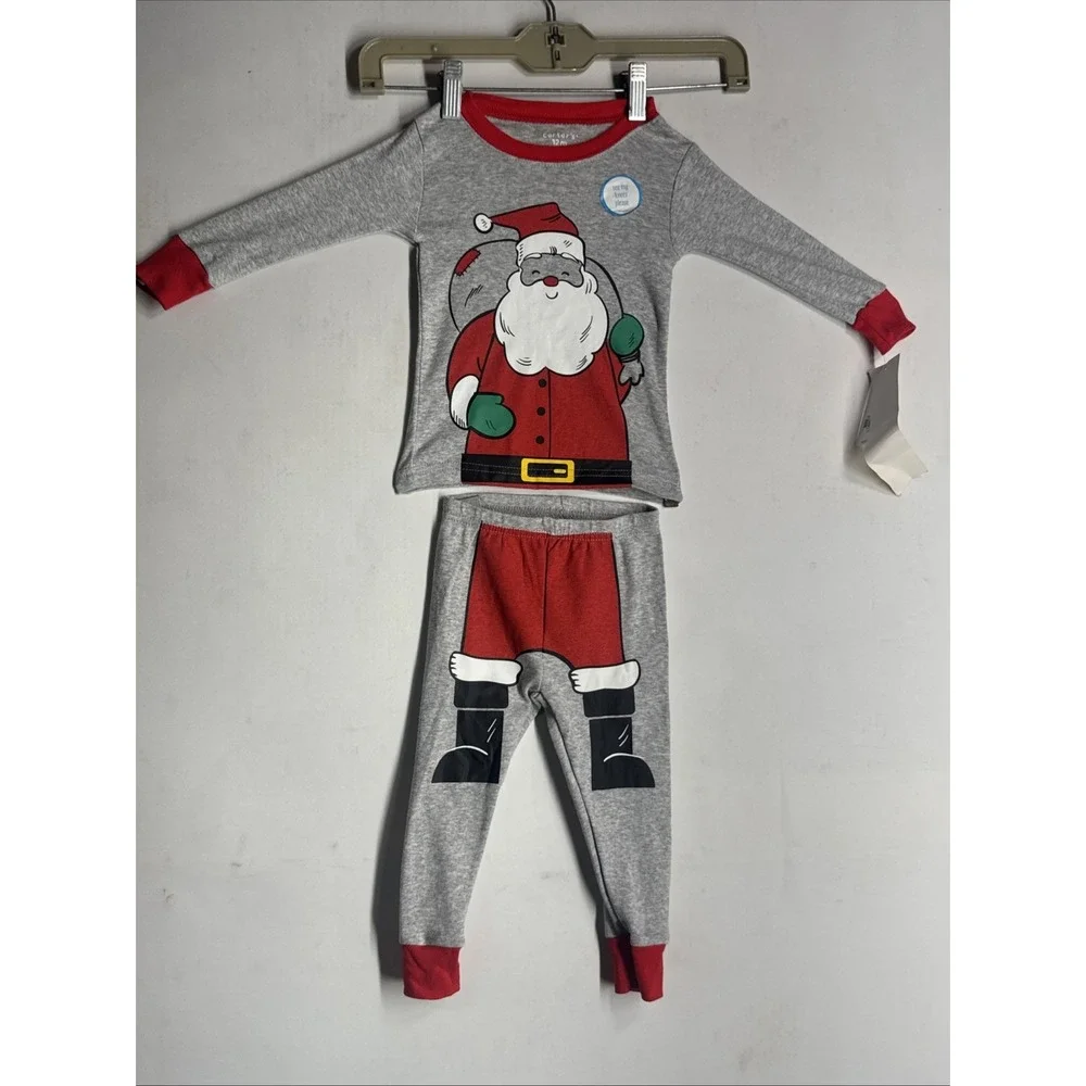 Carter's 2 Piece Snug Fit Sleepwear Pajama Set Santa Clause 12 months